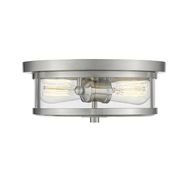 Z-Lite Savannah 2 Light Flush Mount, Brushed Nickel & Clear 462F11-BN - main